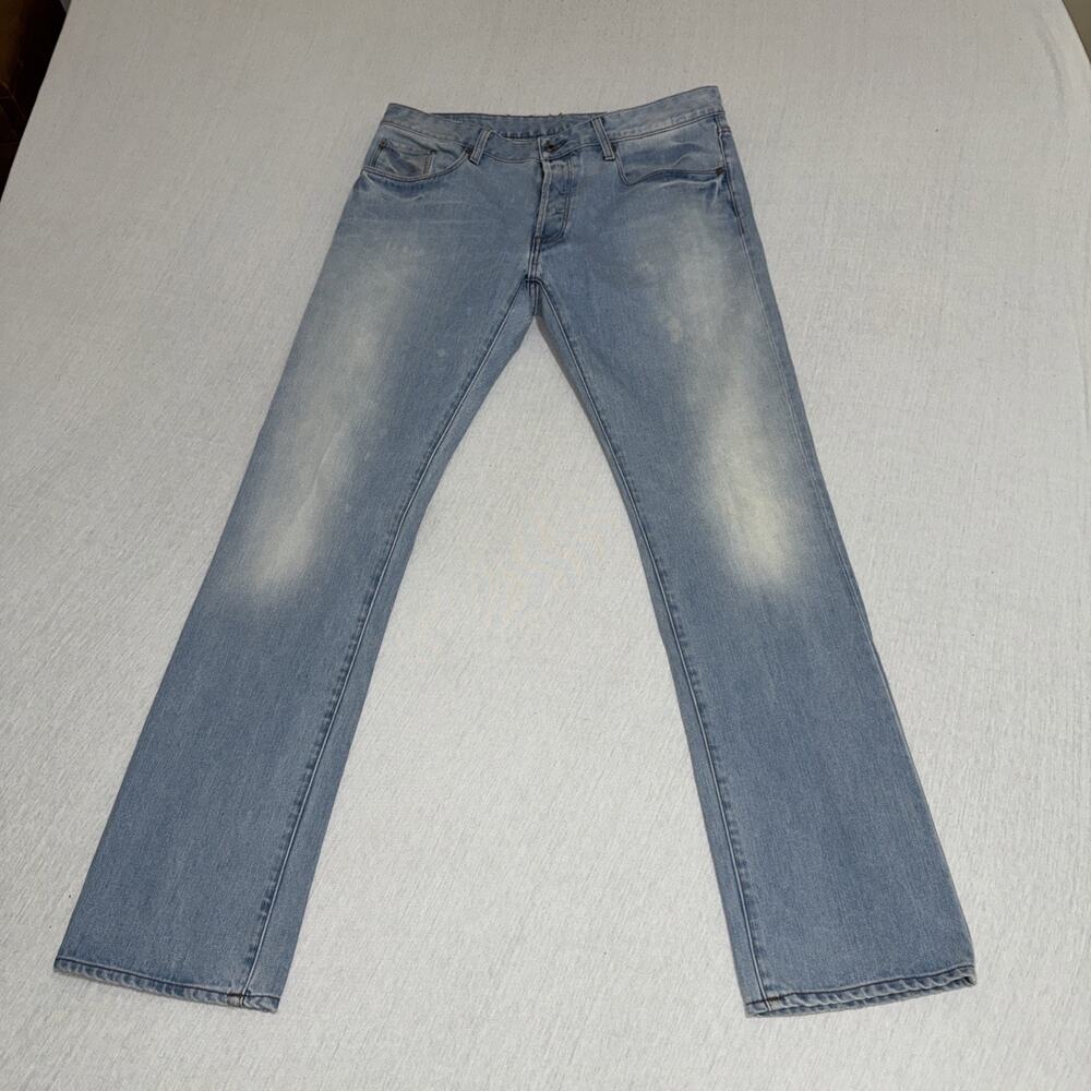 G Star Raw Jeans Mens 38x34 Blue 3301 Straight Denim Moto Biker EUC